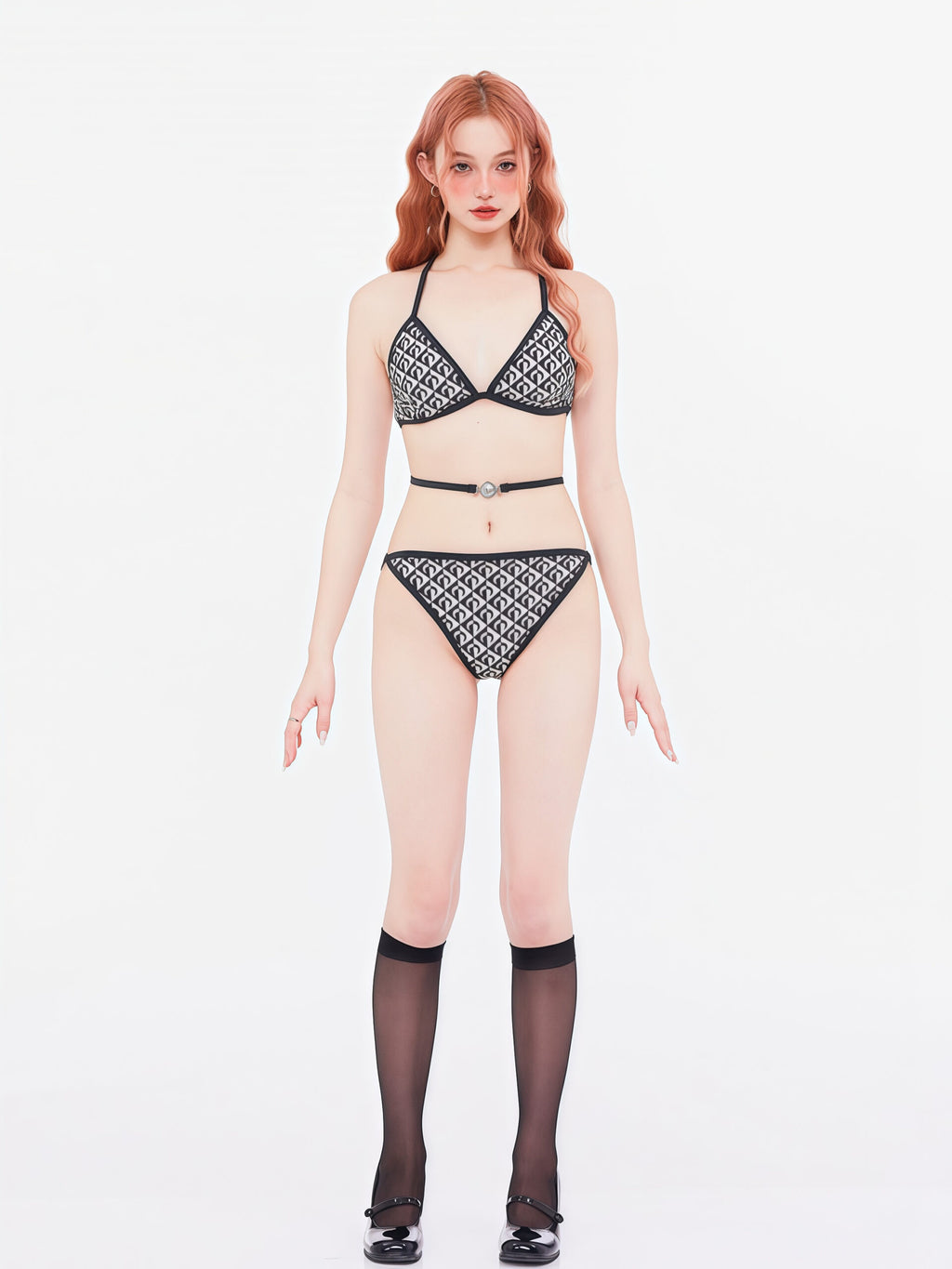 Black and White Triangle Bikini image 0