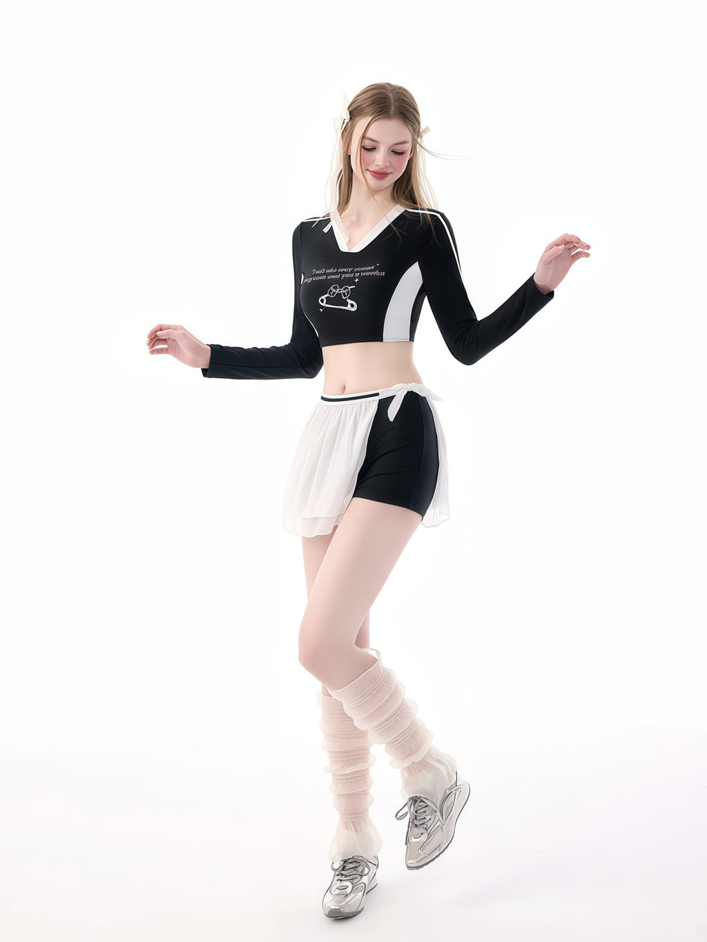 Black and White Sporty Two-Piece Set image 4