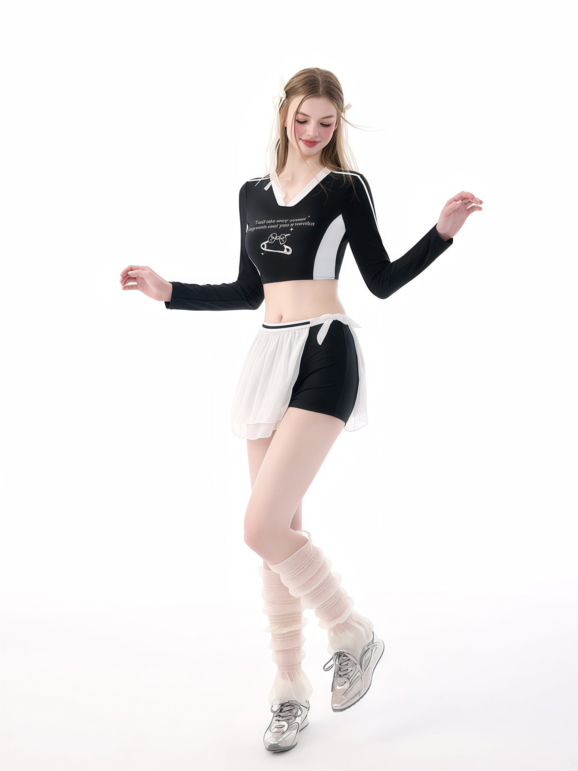 Black and White Sporty Two-Piece Set image 4