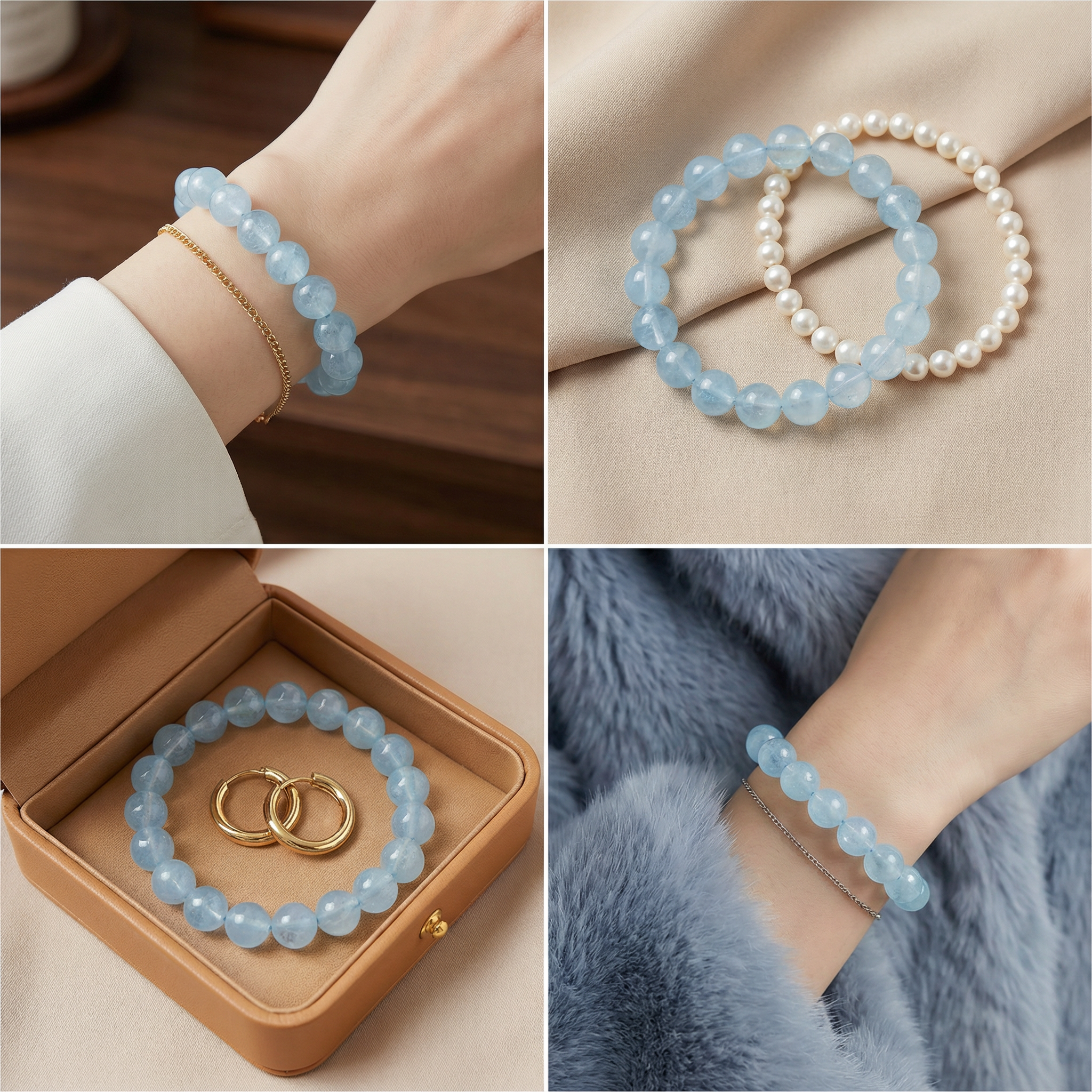 Ice-transparent Aquamarine bracelet