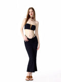 Black Strapless Bikini with Ruched Skirt image 2