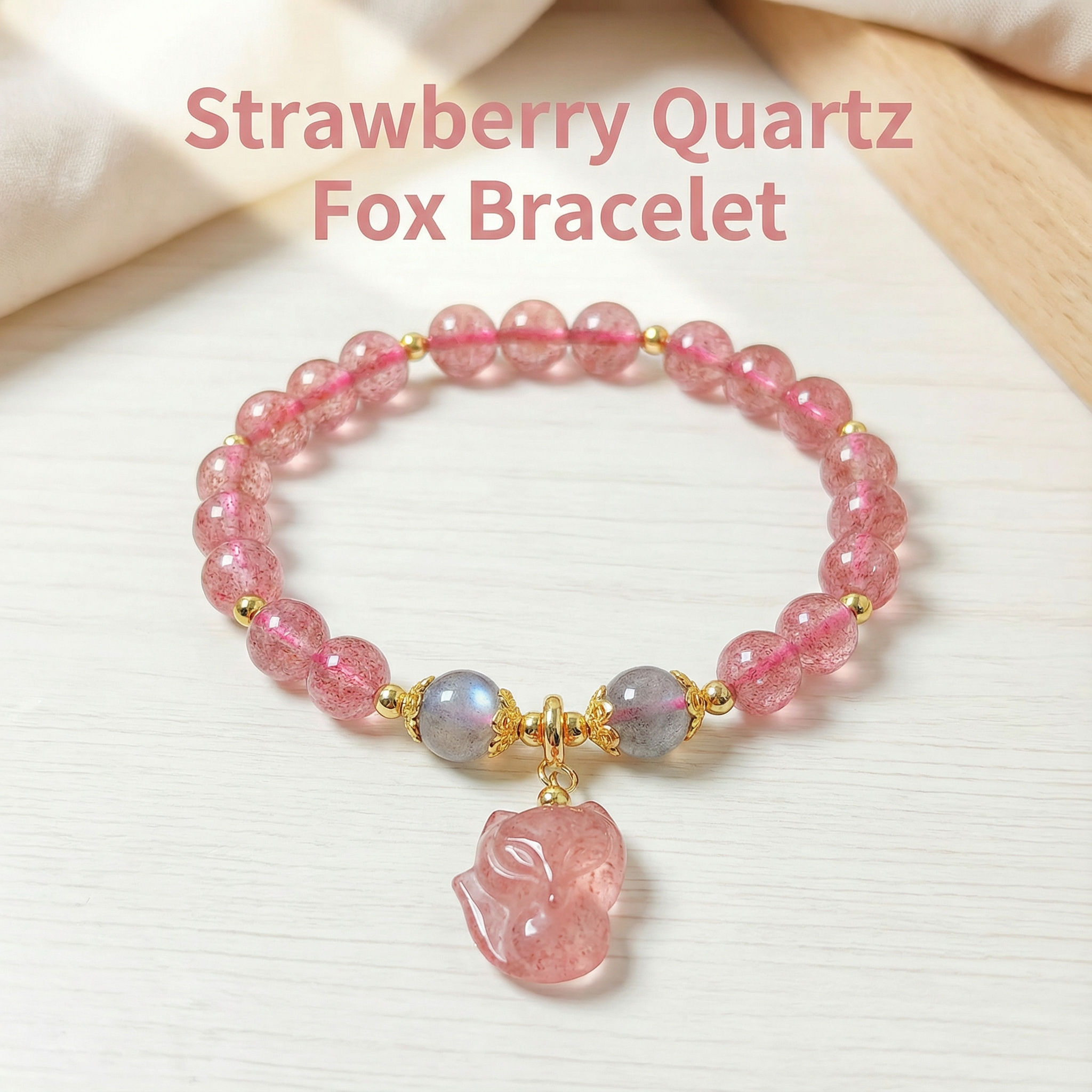 Strawberry Crystal Fox Hand Chain
