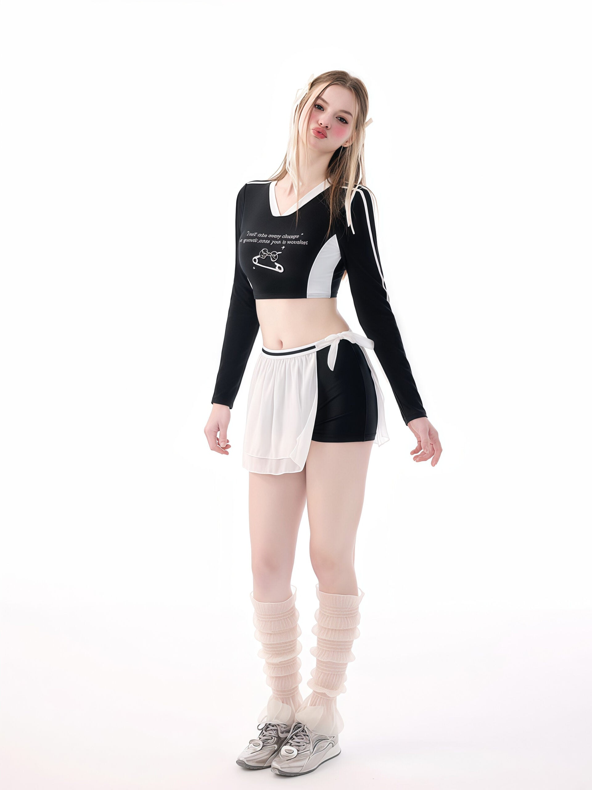 Black and White Sporty Two-Piece Set image 2