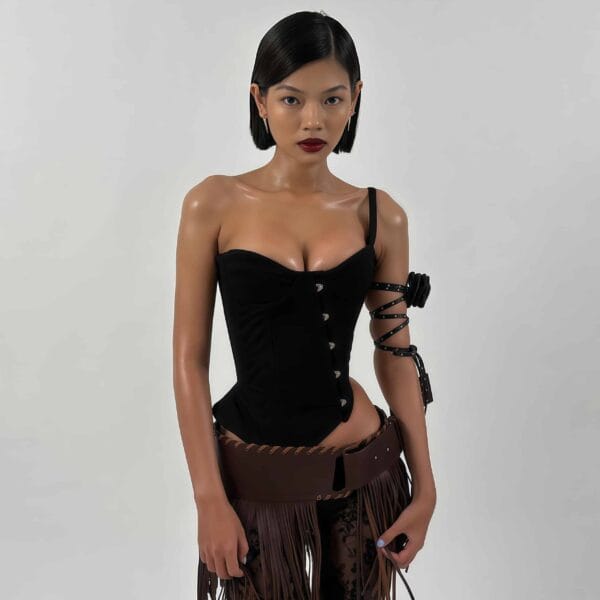 Black Asymmetrical Corset Top