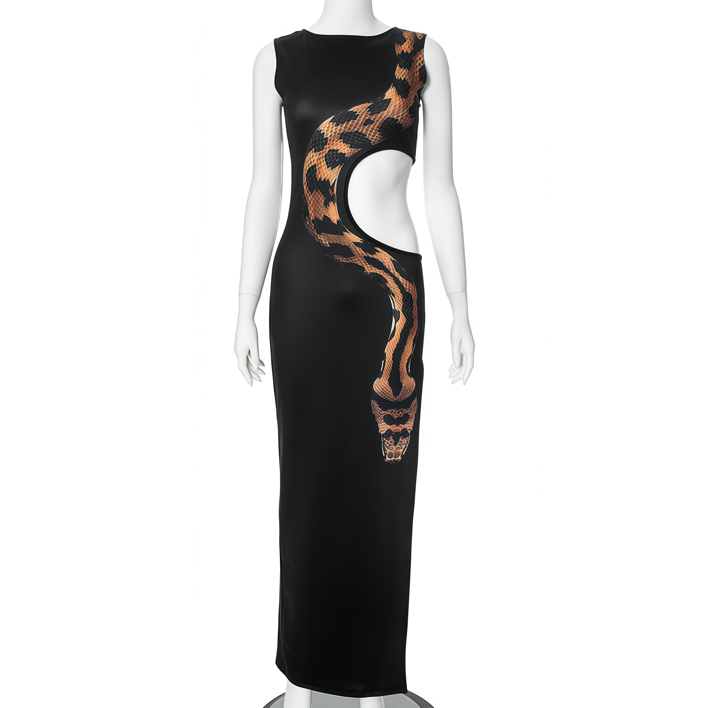 Black Snake Print Maxi Dress - immagine 5