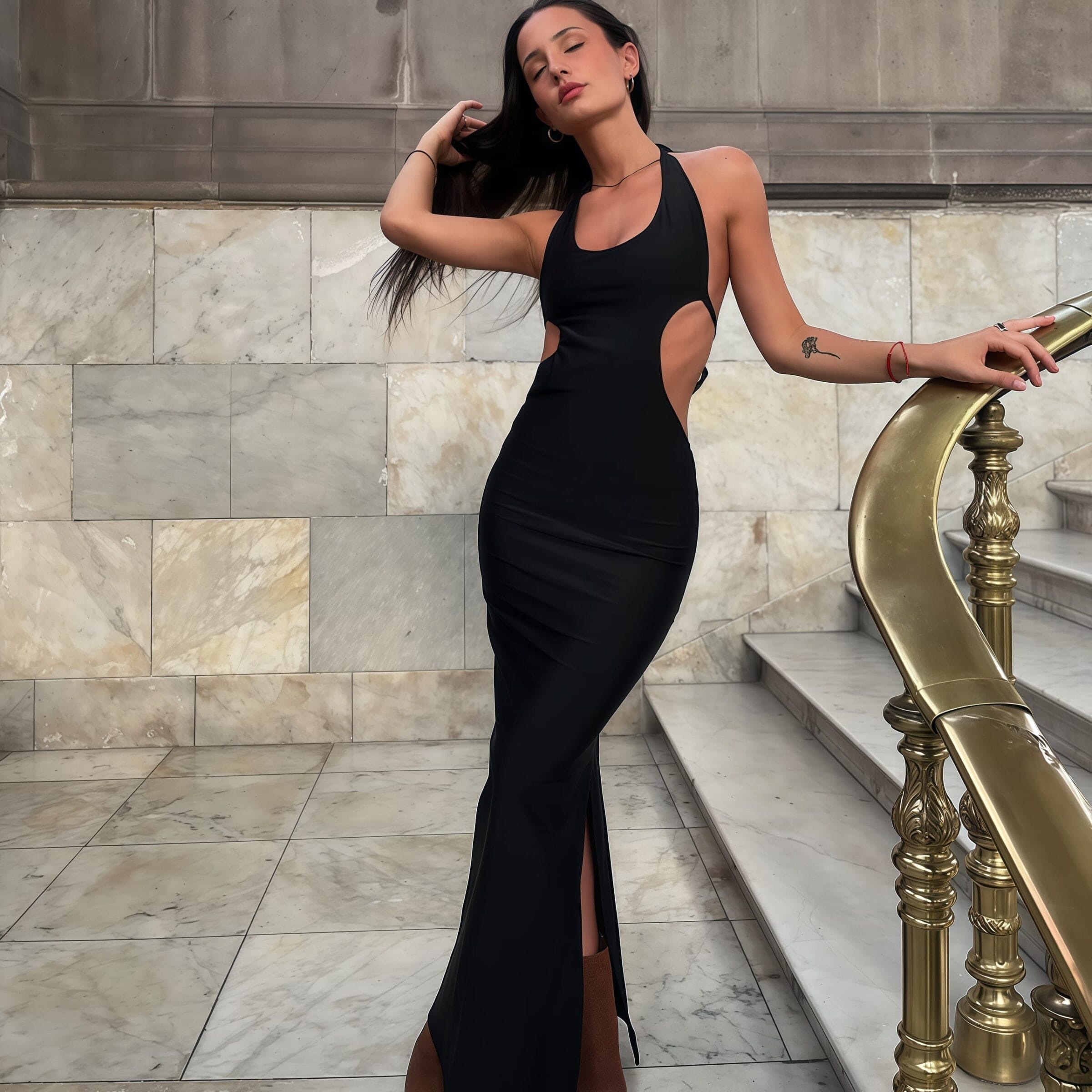 Black halter dress