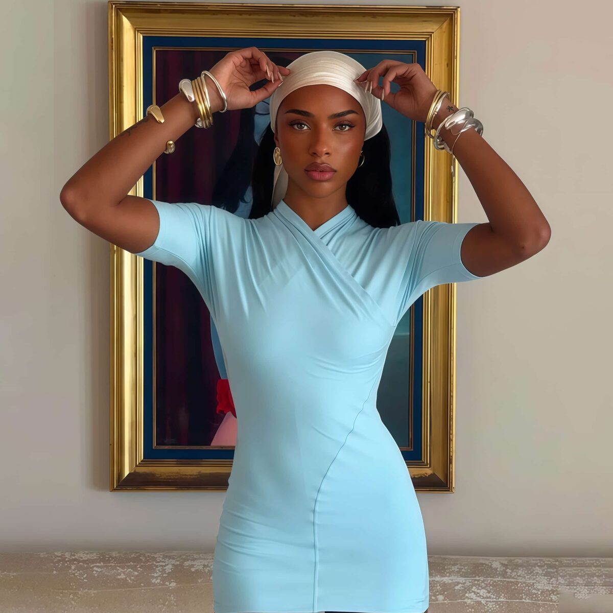 Blue mini dress