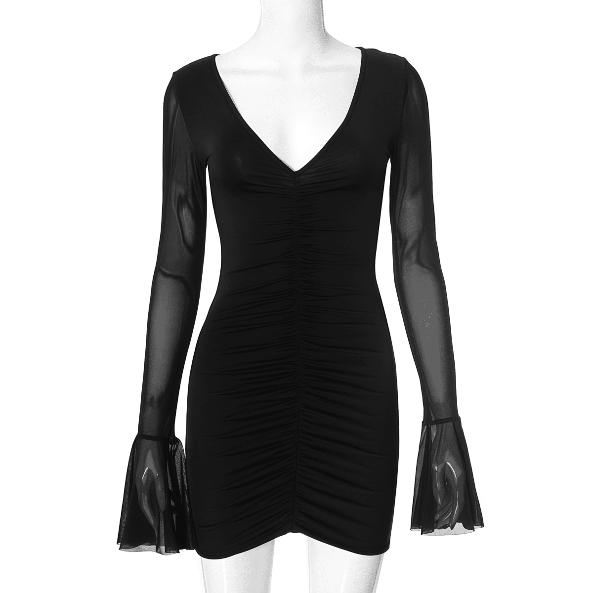 Long sleeve black mini dress - Image 5