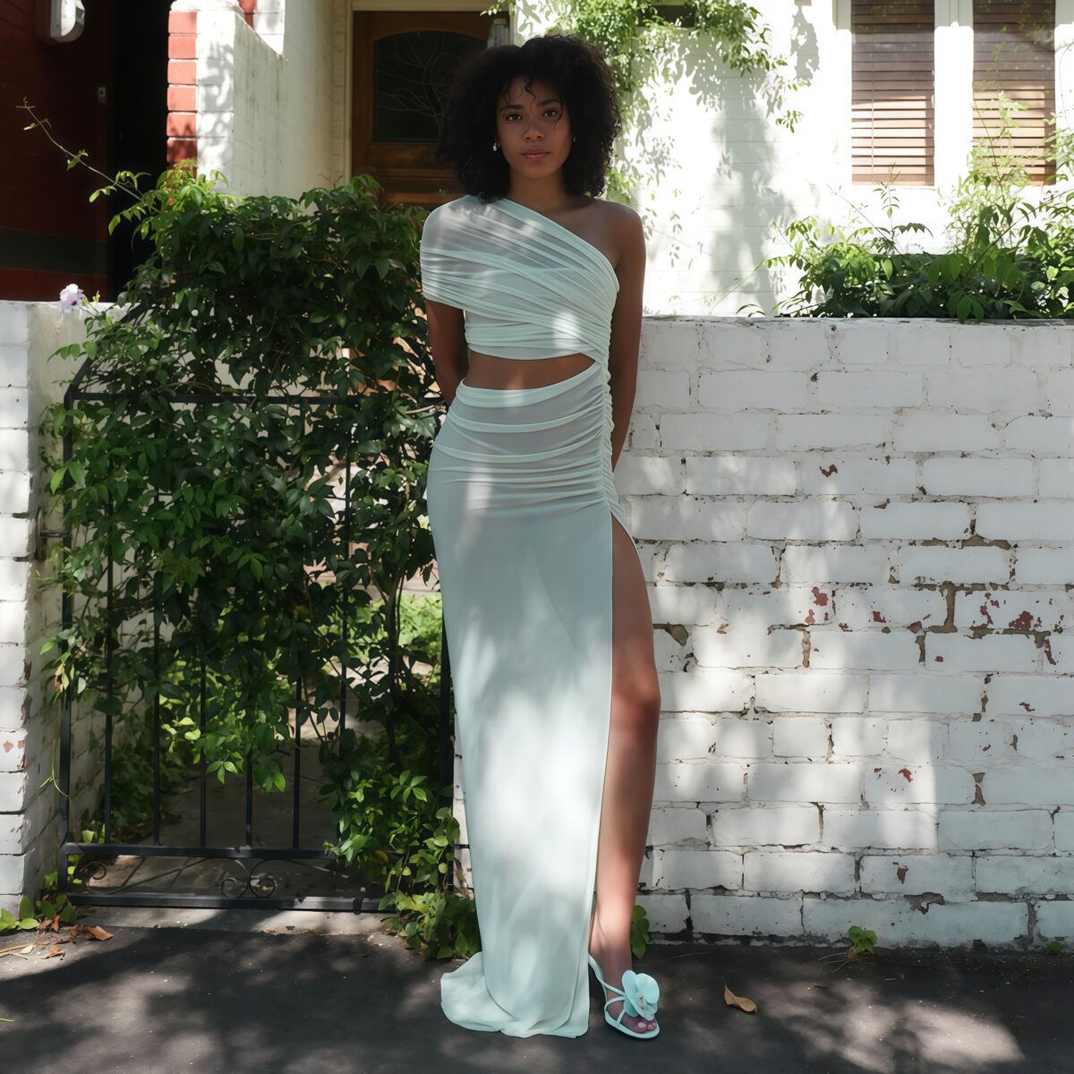 One shoulder maxi dress