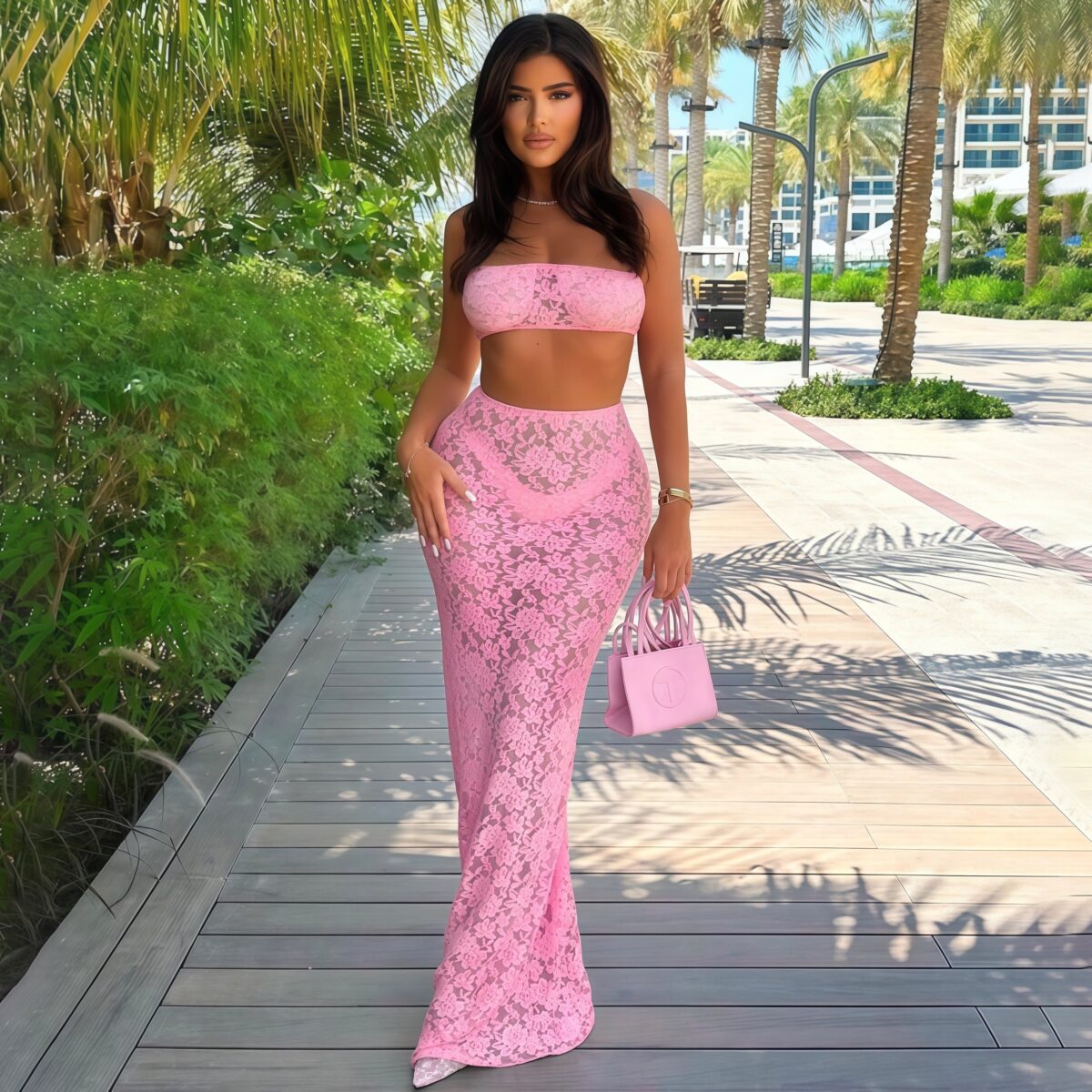 Pink skirt set