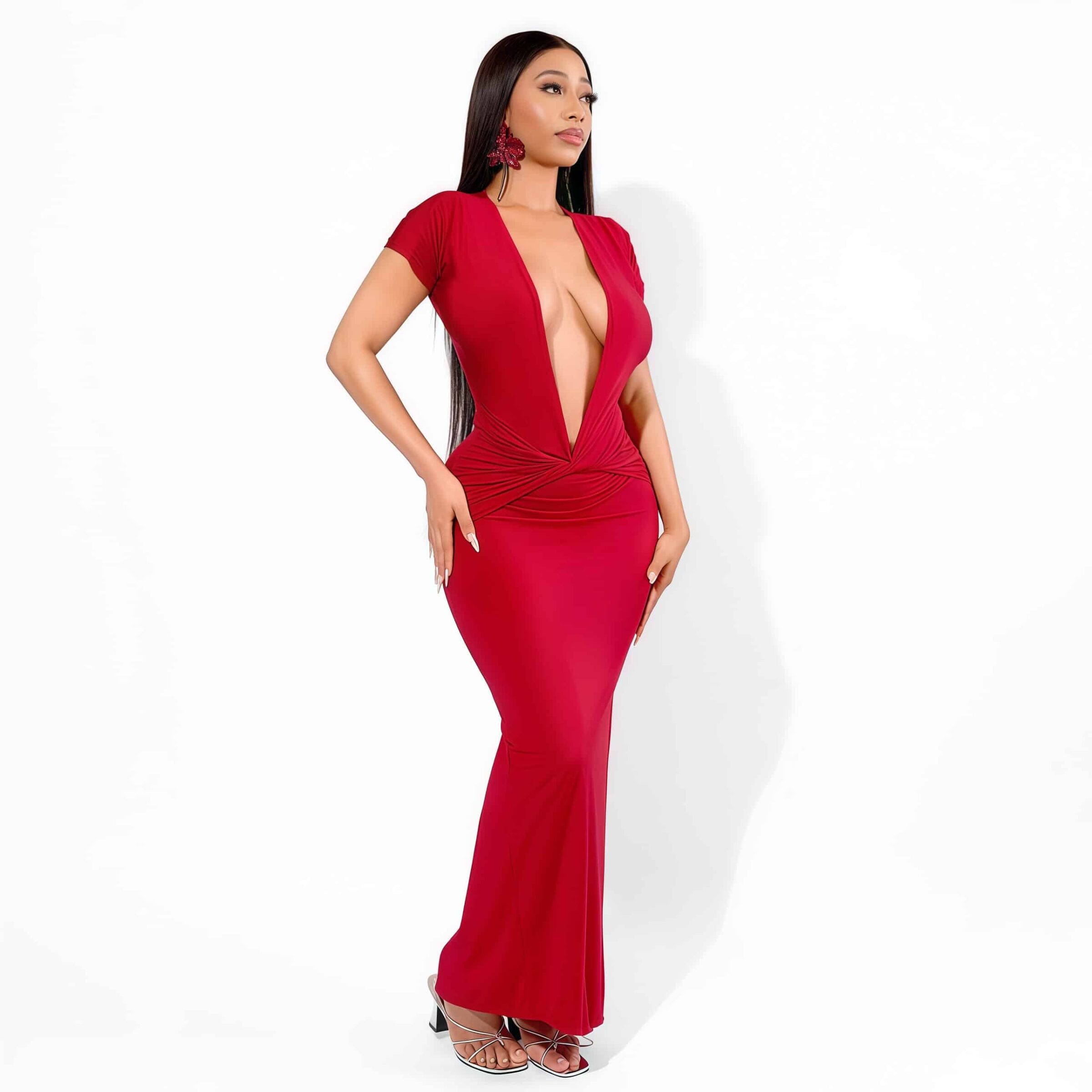 Plunge neck dress - Image 4