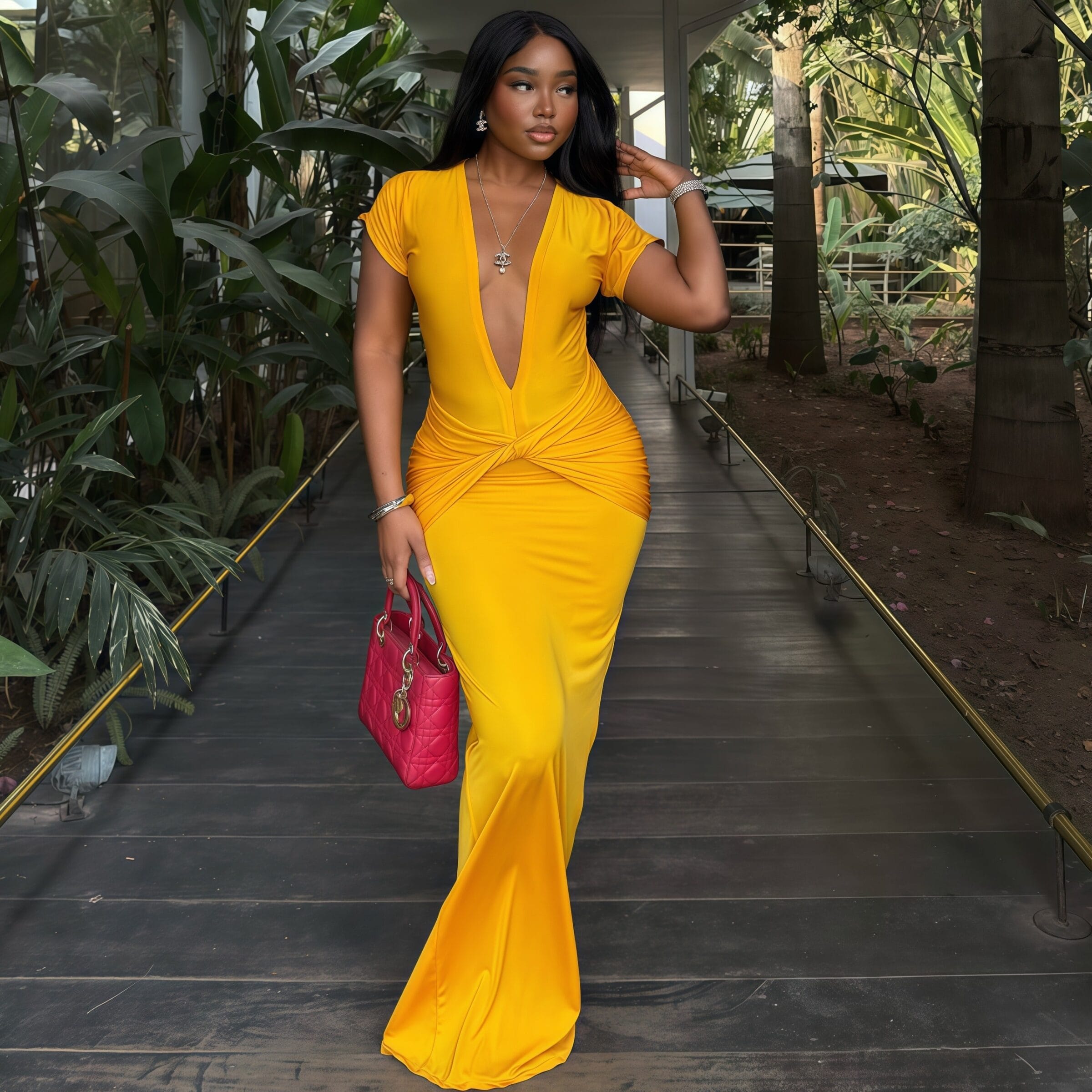 Plunge neck dress