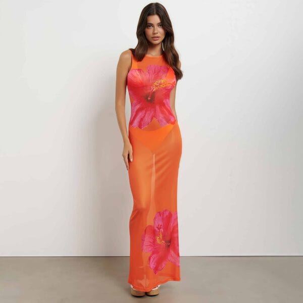 Sheer Floral Maxi Dress