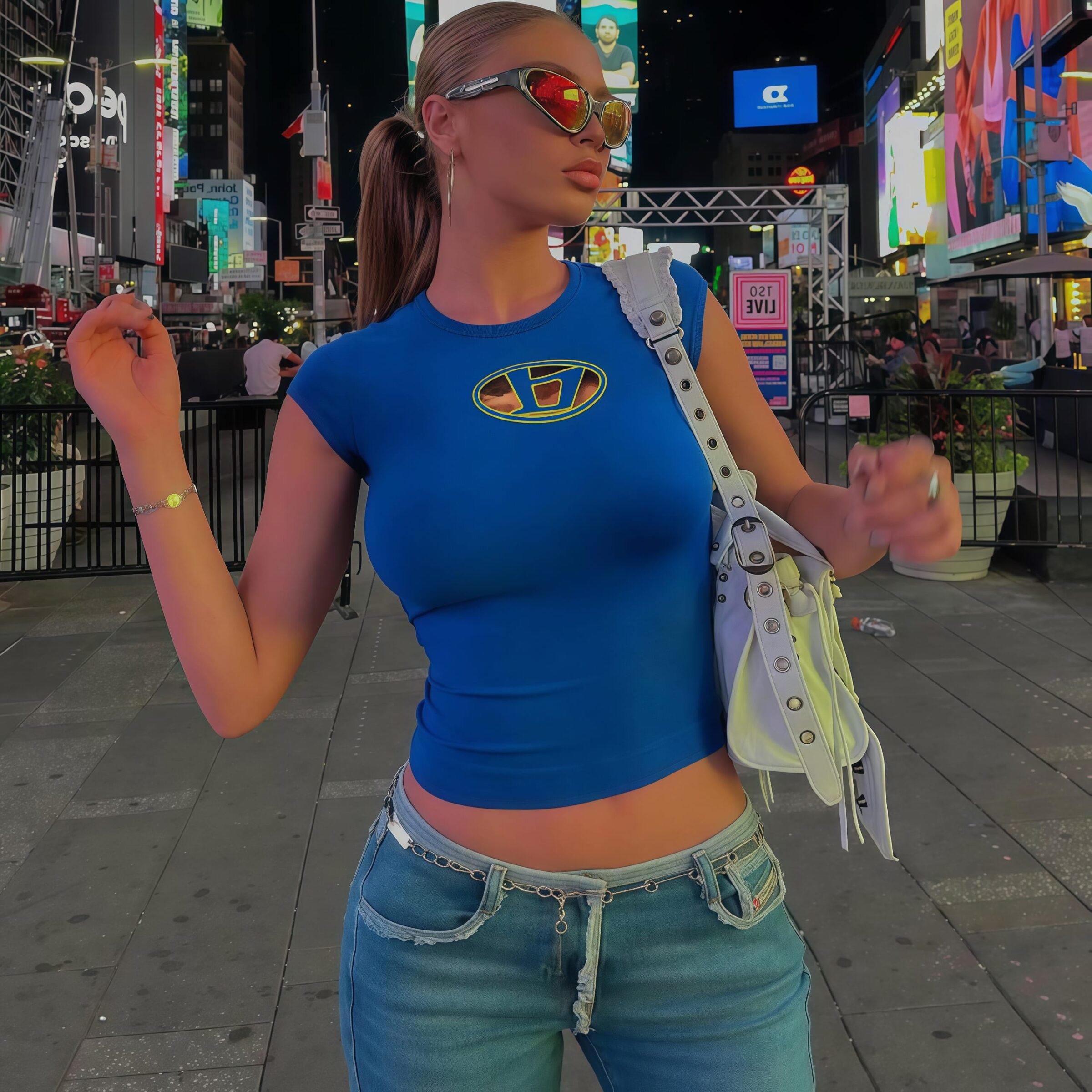Blue crop top for women
