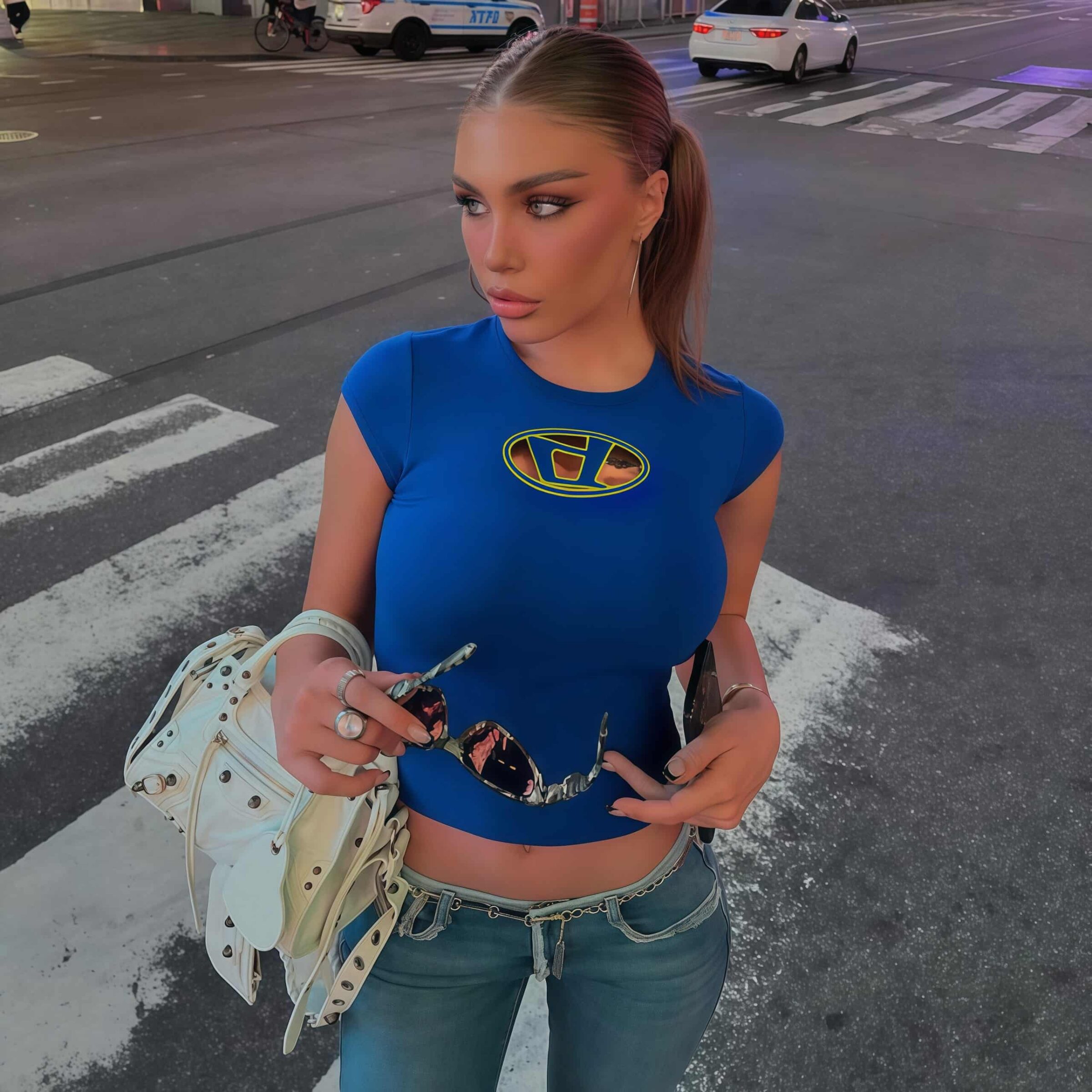 Blue crop top for women - Image 2