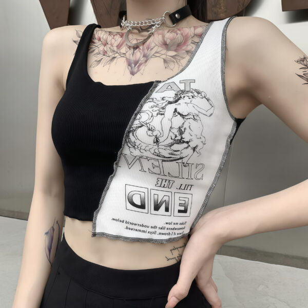 Black and White Graphic Crop Top