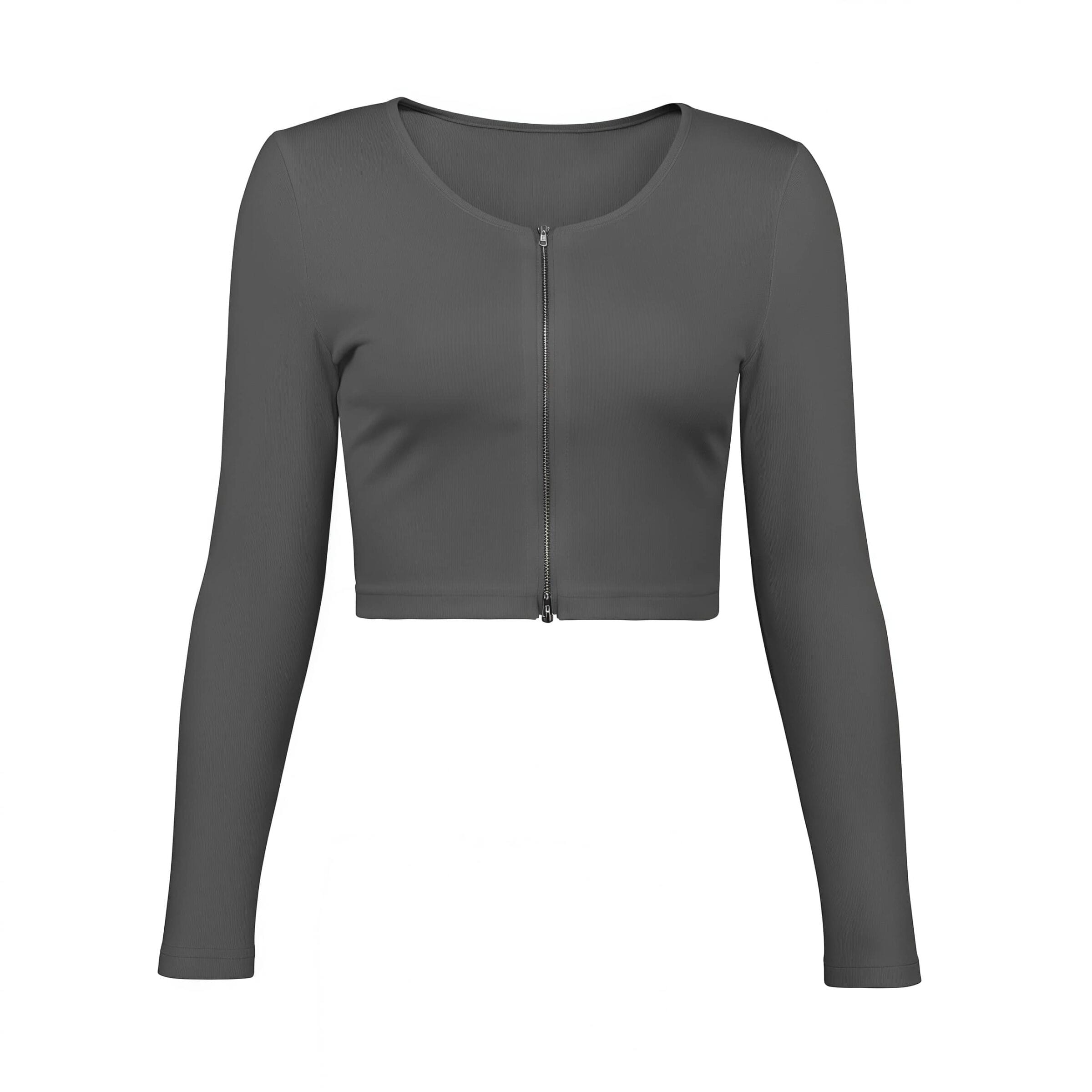 Zip-Front Long Sleeve Crop Top - Bild 6