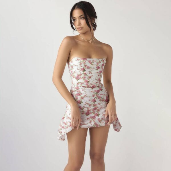 Floral Strapless Mini Dress