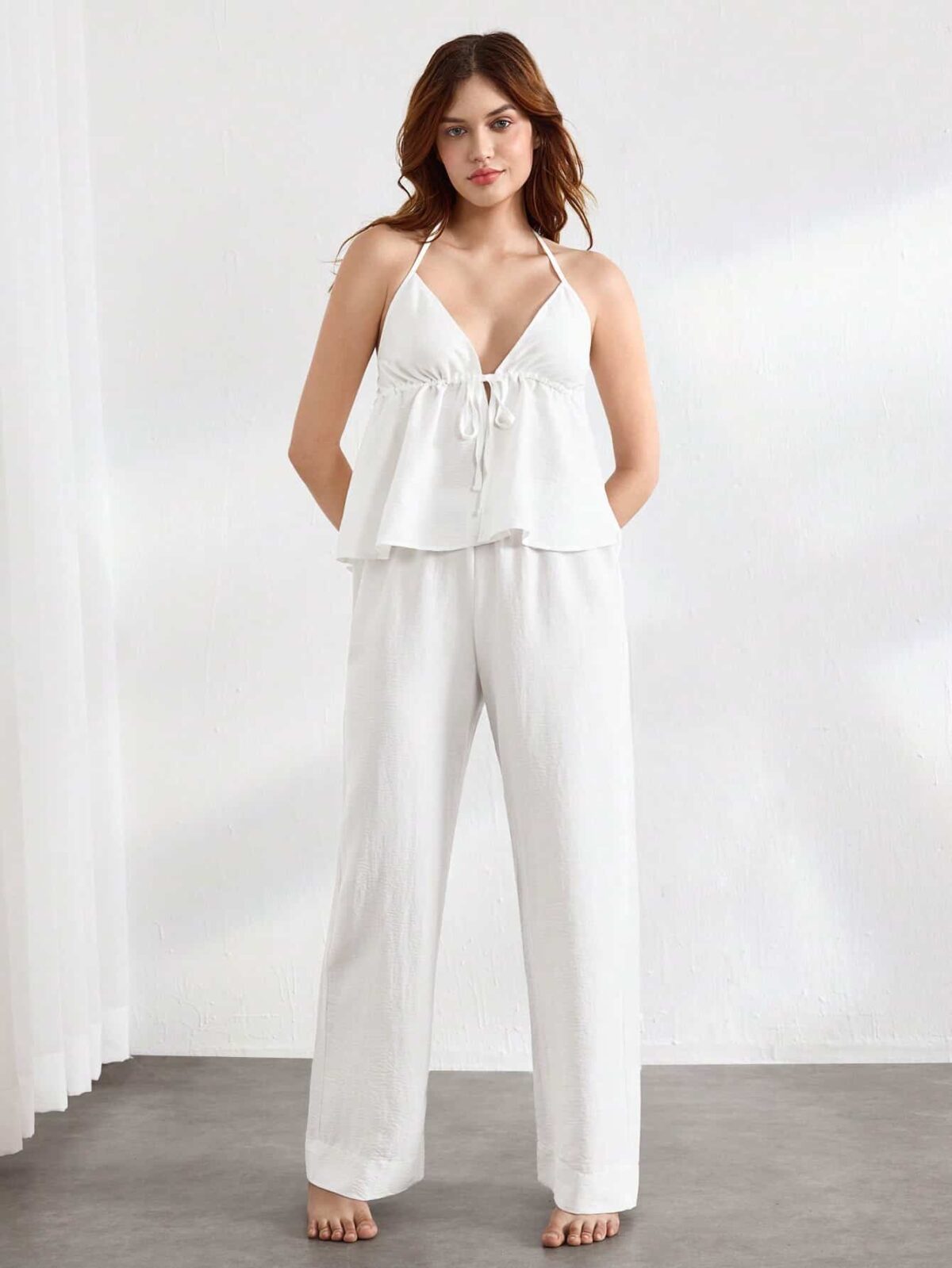 Drawstring top and pants pajama set - Image 2