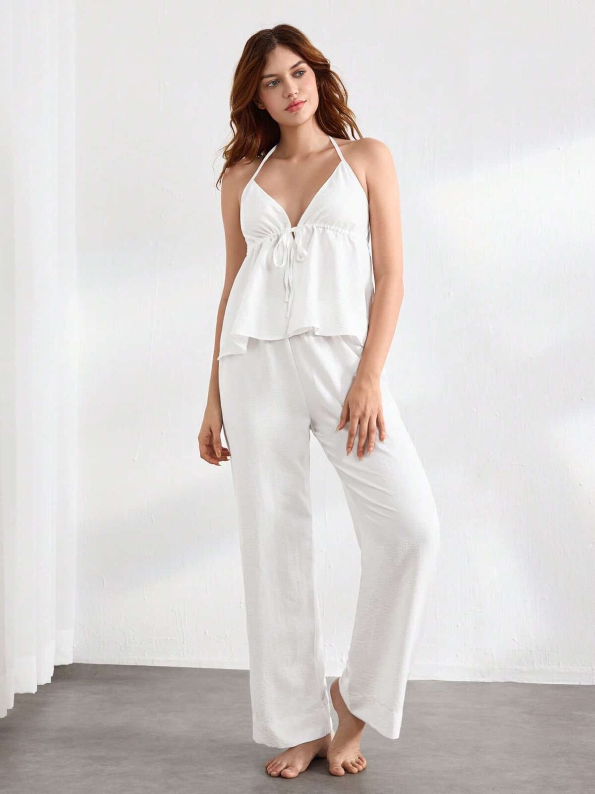 Drawstring top and pants pajama set - Image 4