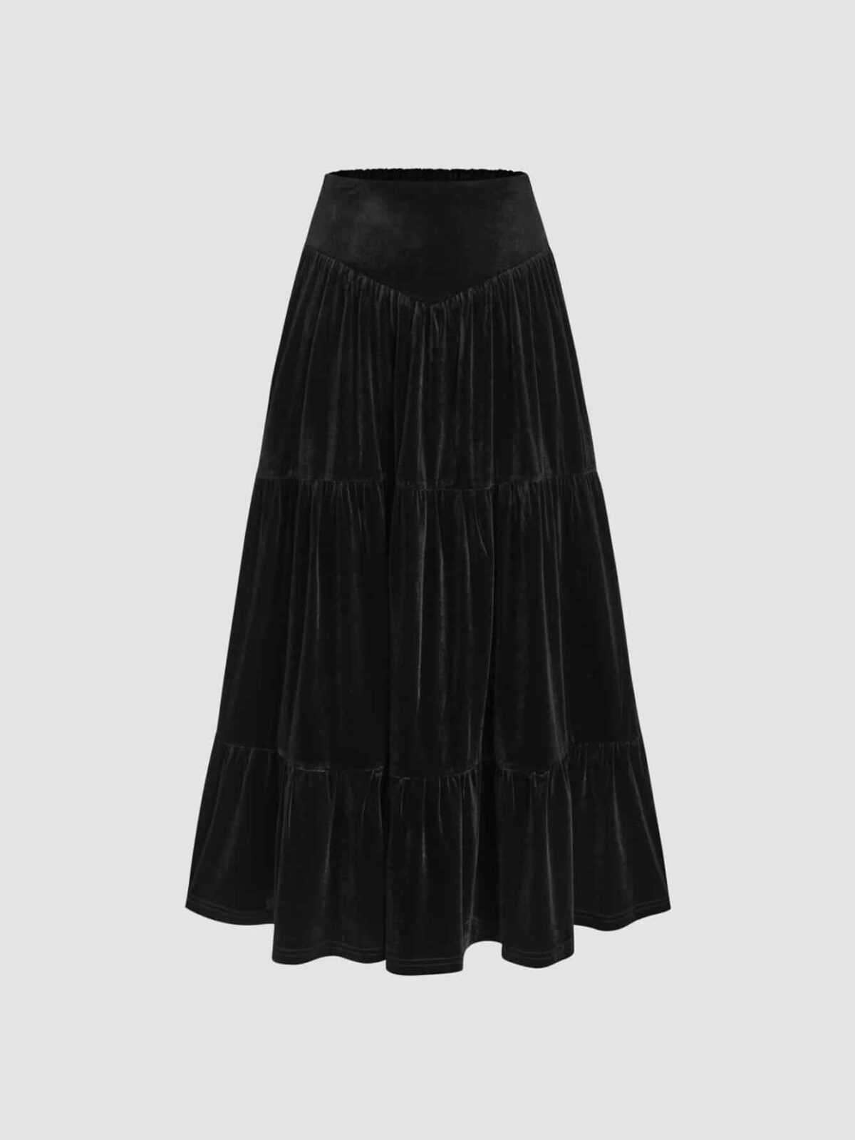 Velvet Velvet High Waist Solid Tiered Maxi Skirt For Date Party - Image 4