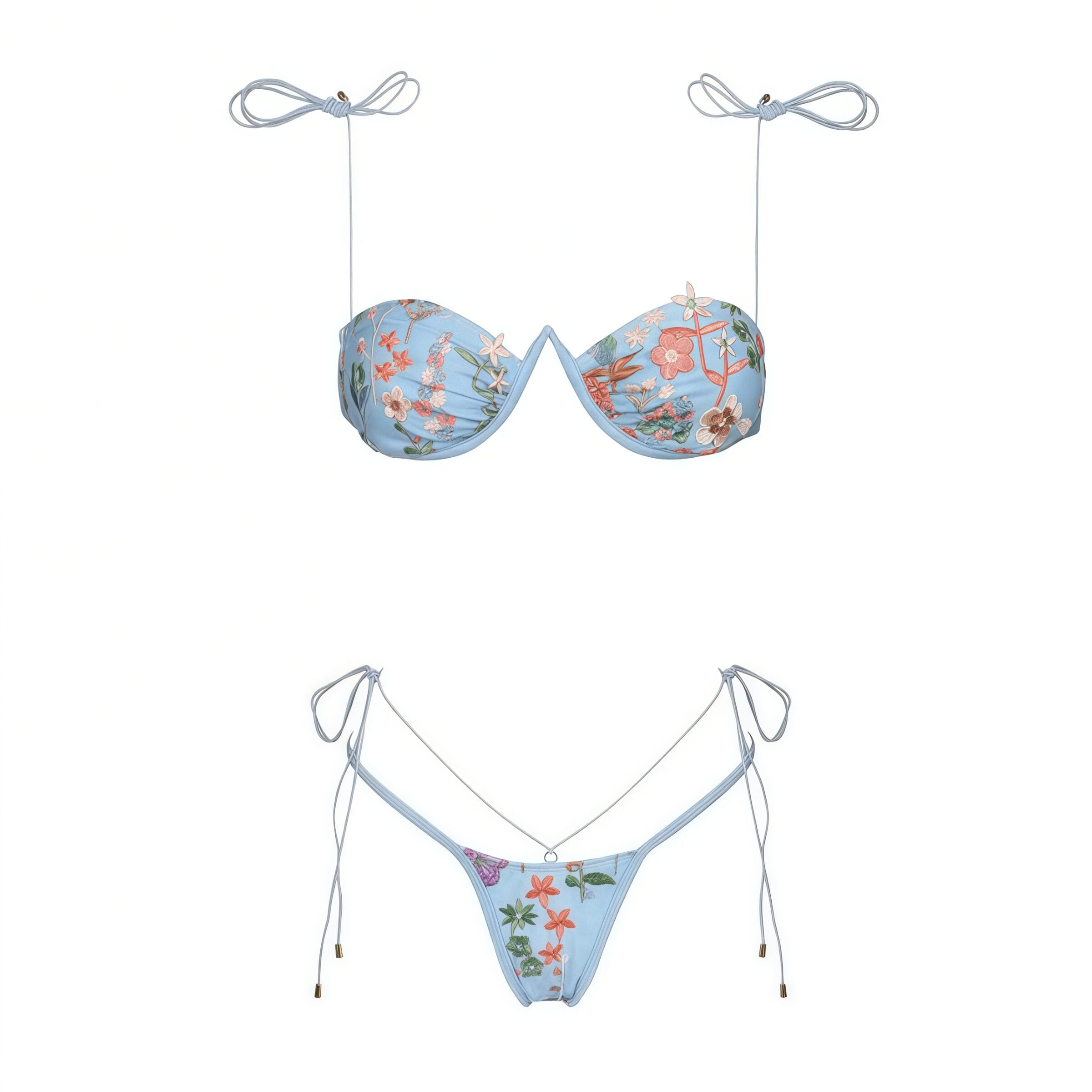 Embroidered Spaghetti Strap Two-Piece Swimsuit - Image 7