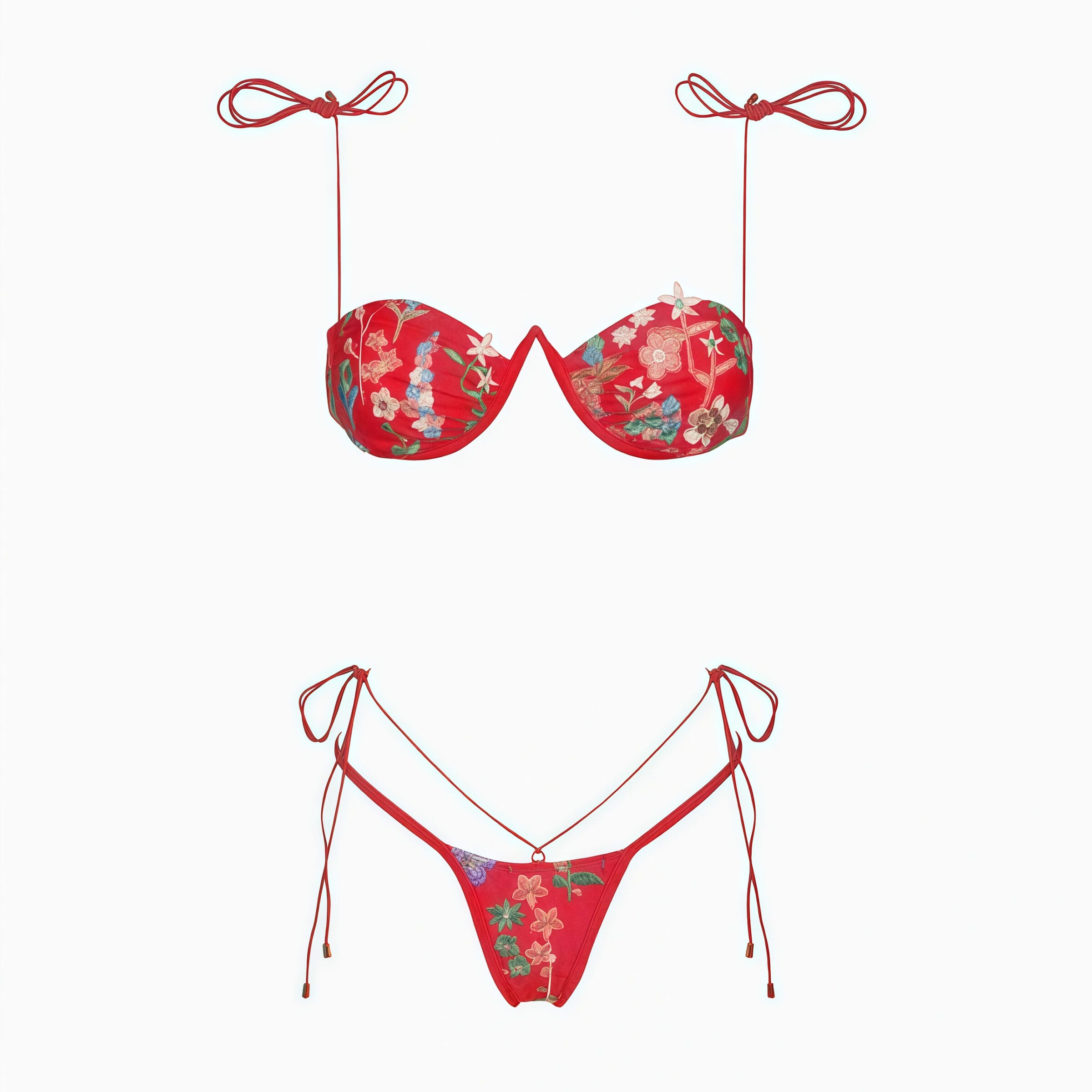 Embroidered Spaghetti Strap Two-Piece Swimsuit - Image 5