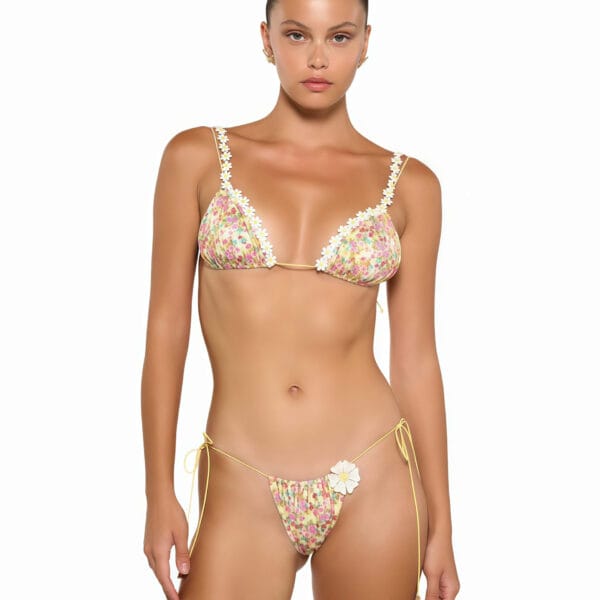 Floral Bikini Set with Daisy Trim