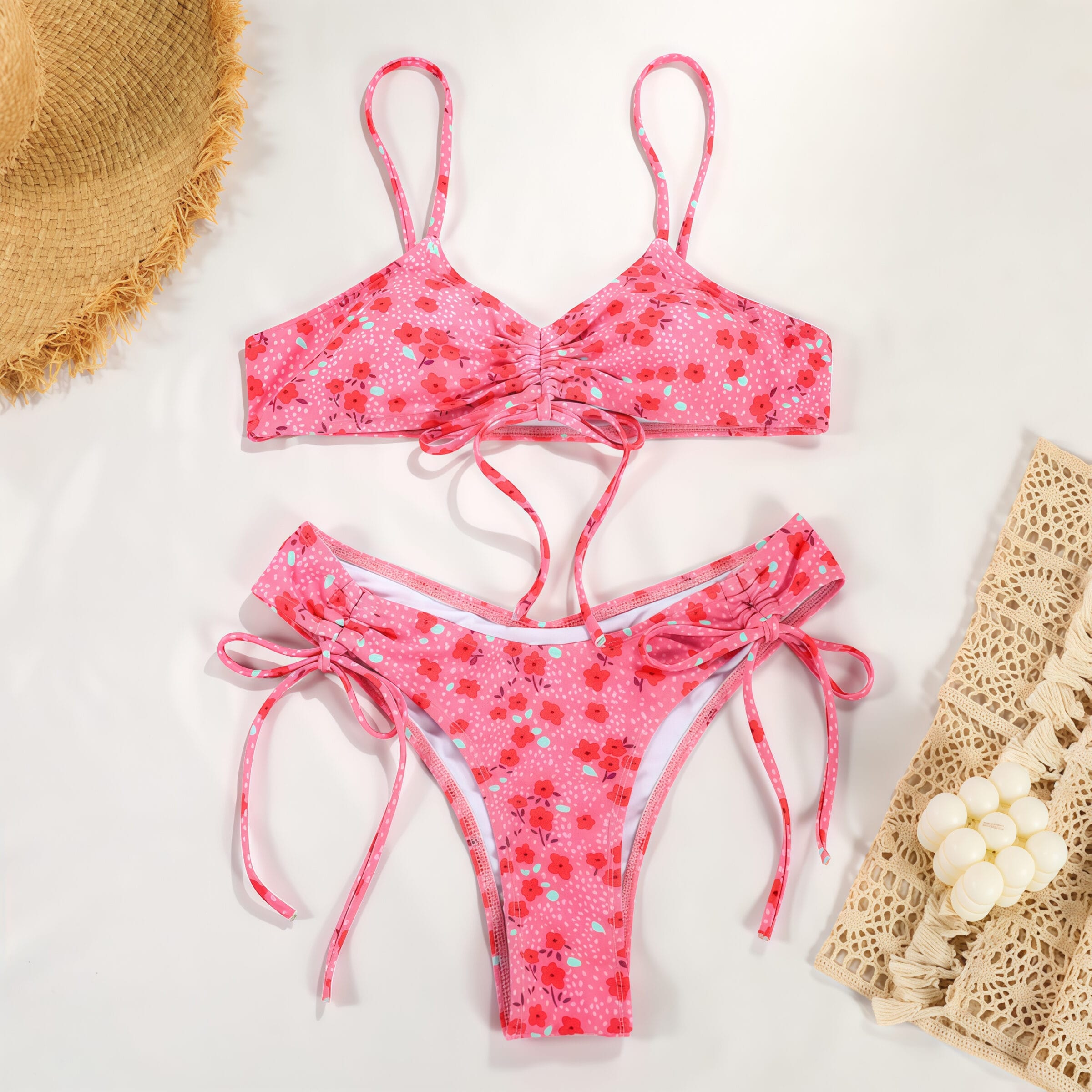 Lace-up printed flower bikini - Image 6