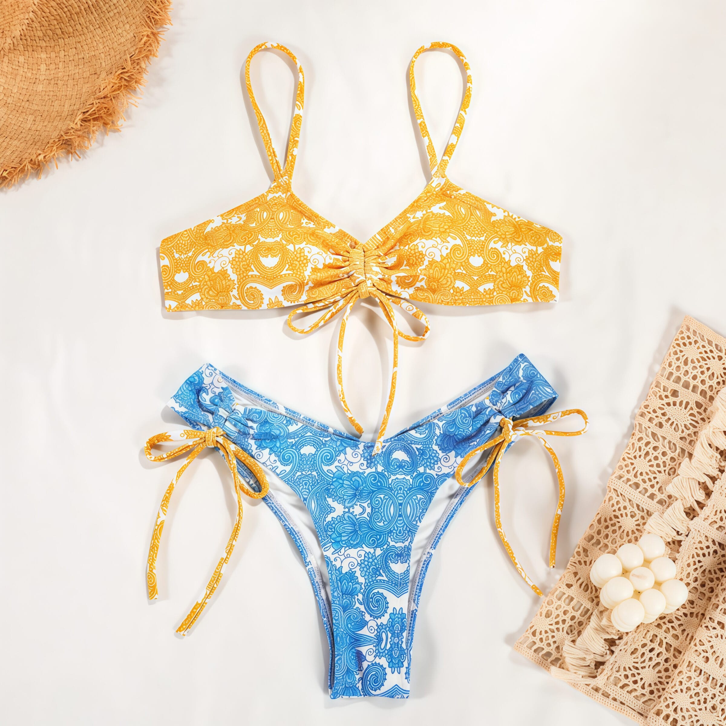 Lace-up printed flower bikini - Image 7