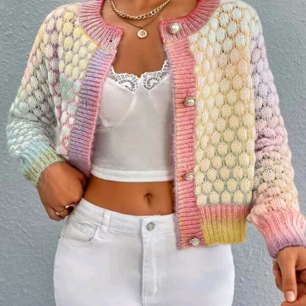 Veelkleurig gebreid vest