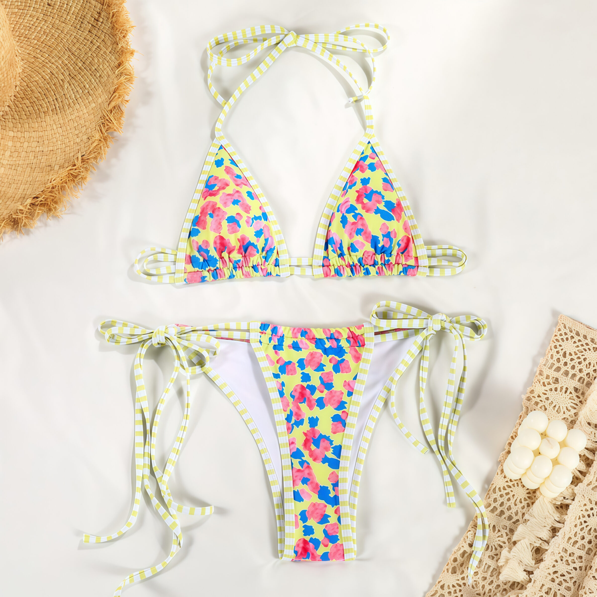 Green Leaf Print Tie-Side Bikini Set – Bild 5