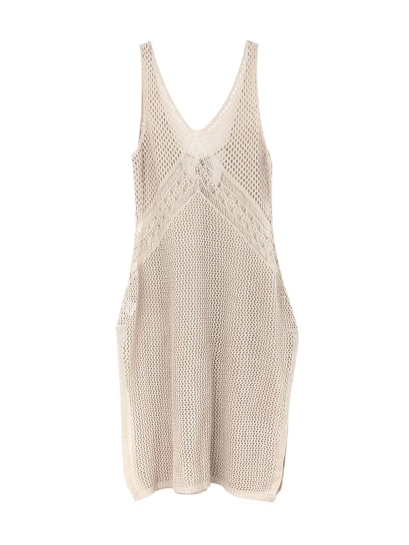 V-Neck Sleeveless Hollow Dress - Solid Color Style - Image 3