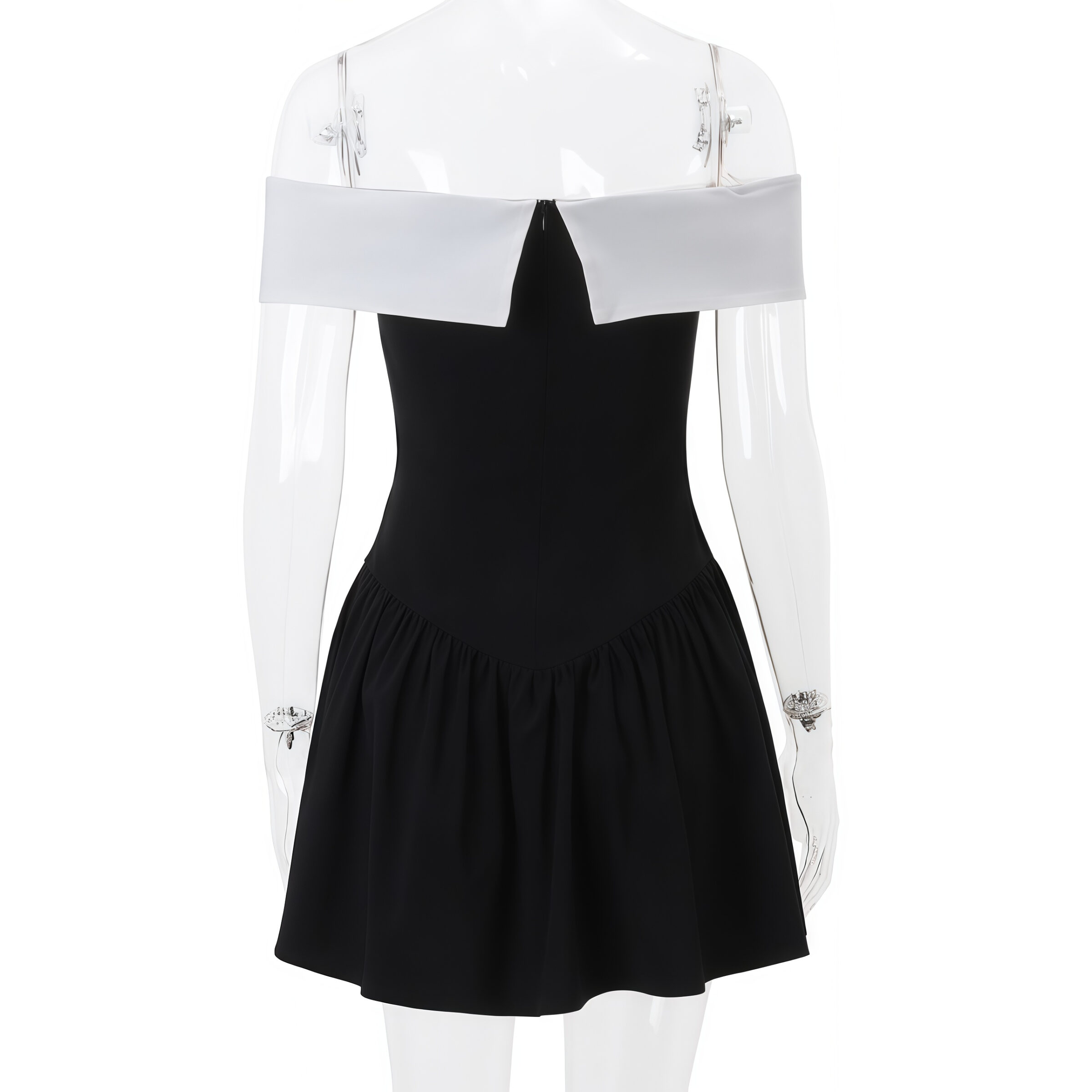 Black Off-Shoulder Mini Dress with Bow Detail - Image 7