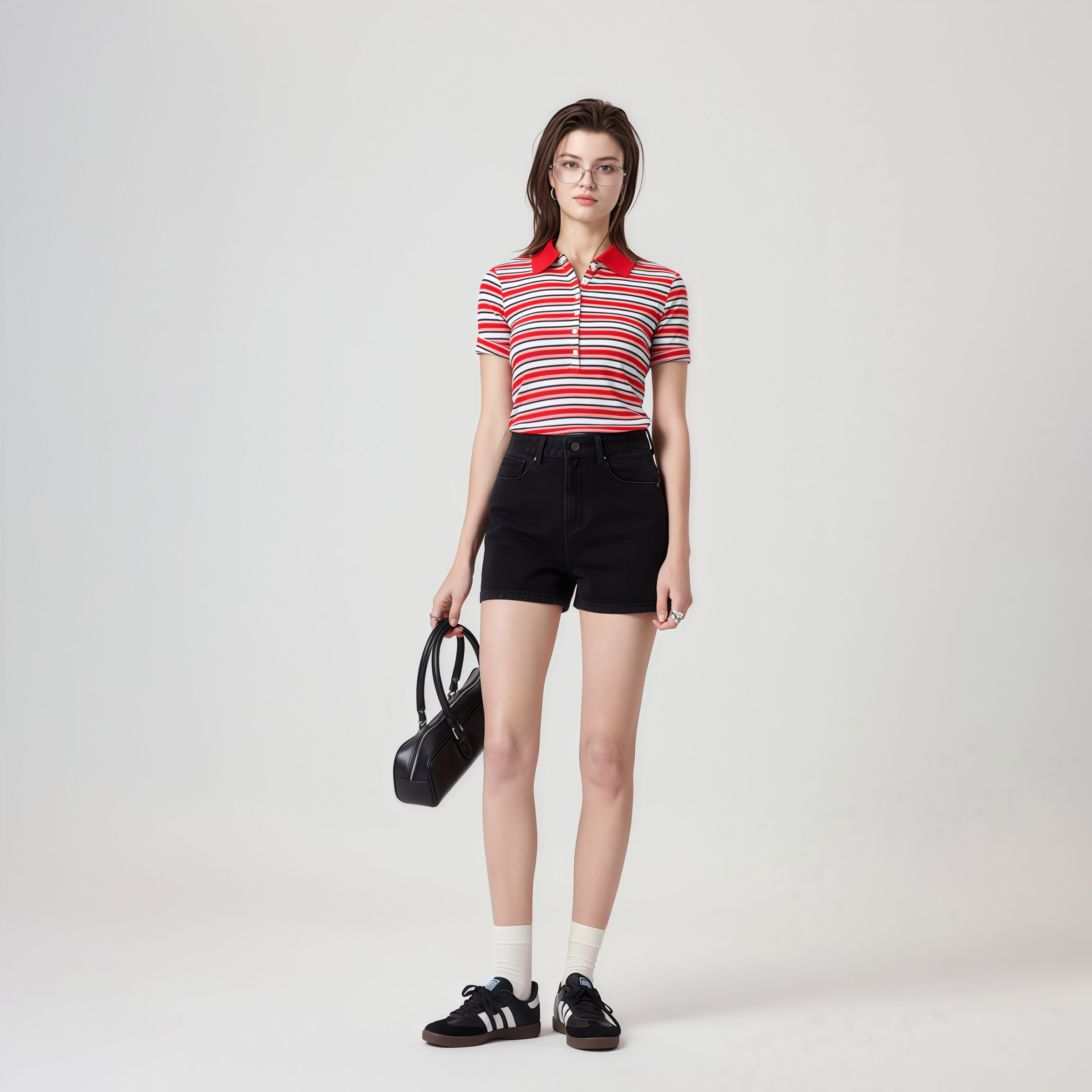 High-Rise Black Denim Shorts