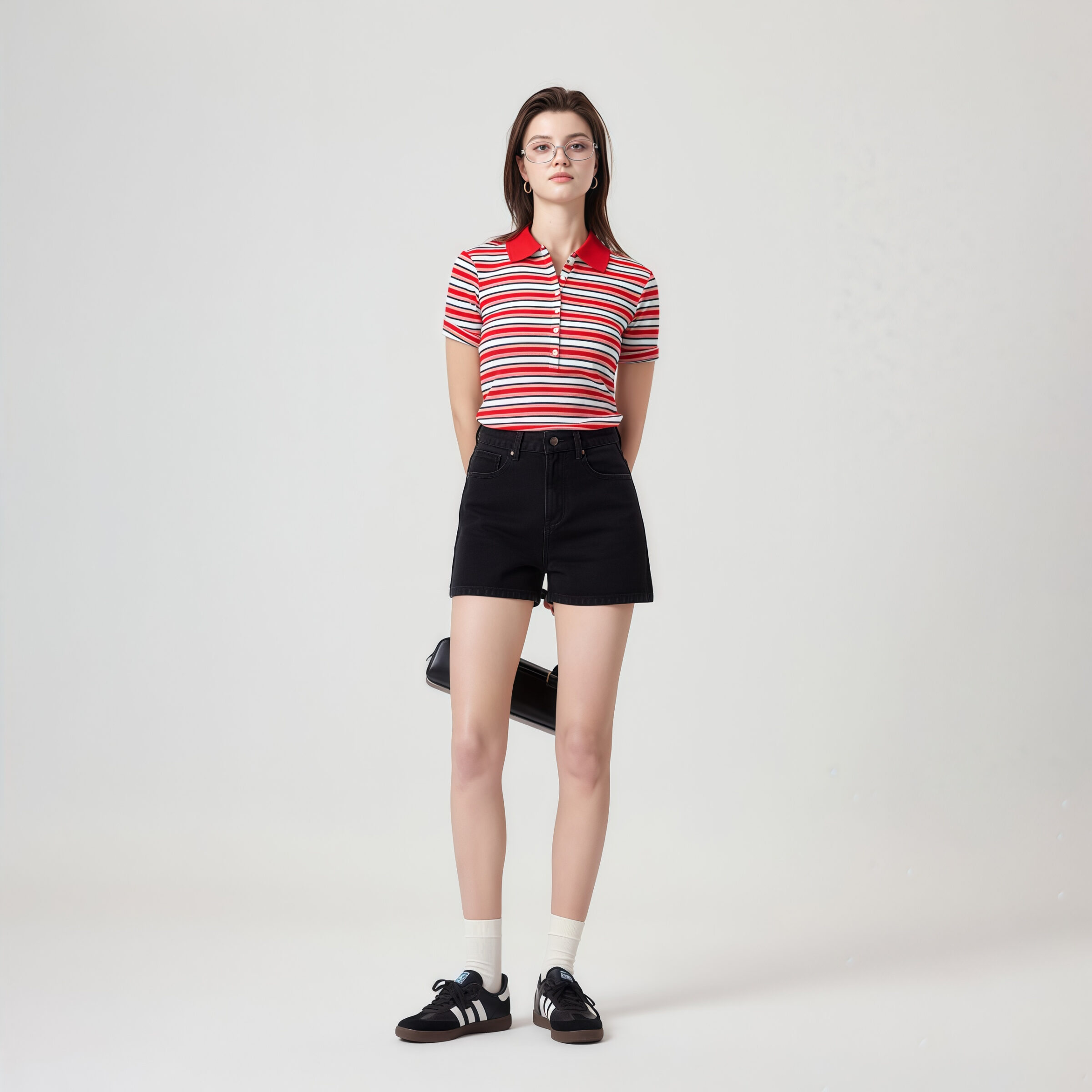High-Rise Black Denim Shorts - Image 3