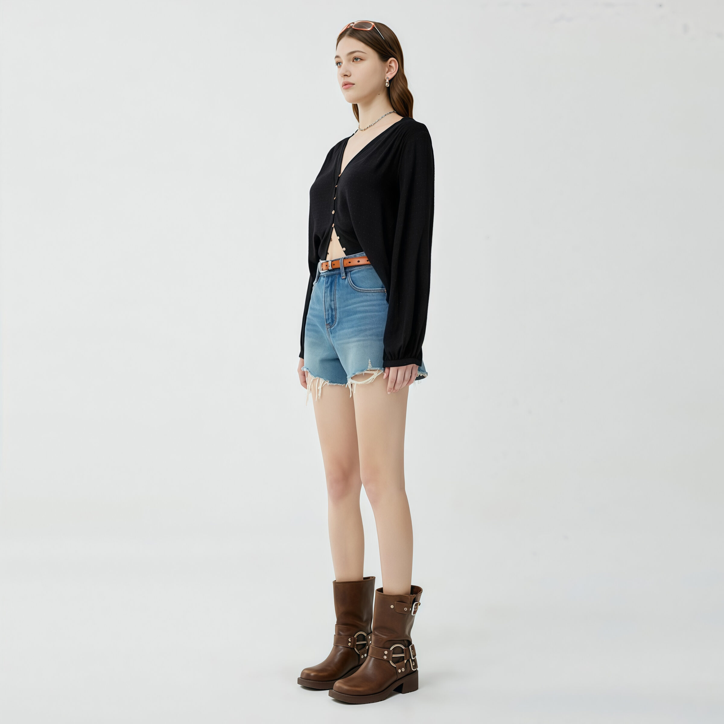 High-Waisted Denim Shorts - Bild 2