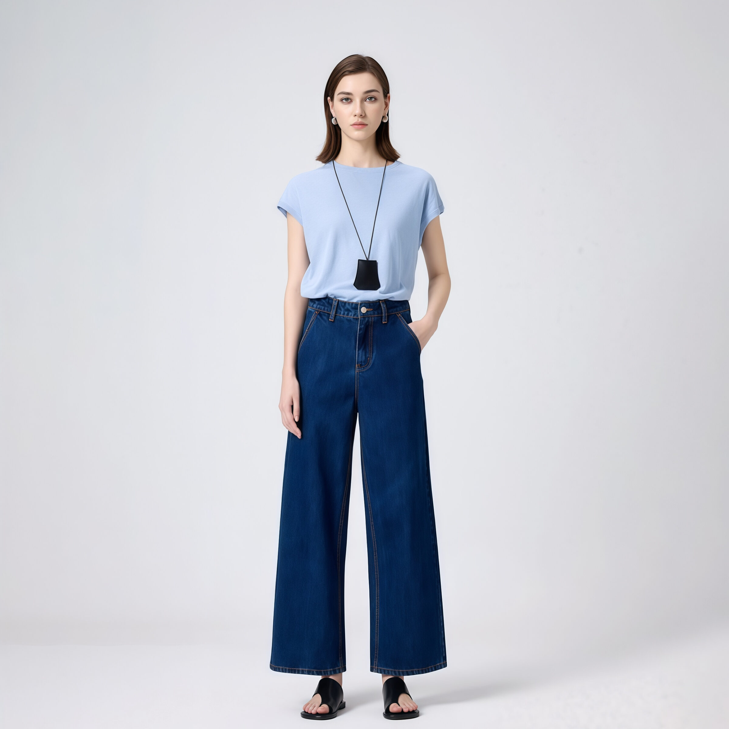 High-Waisted Relaxed-Fit Wide-Leg Jeans