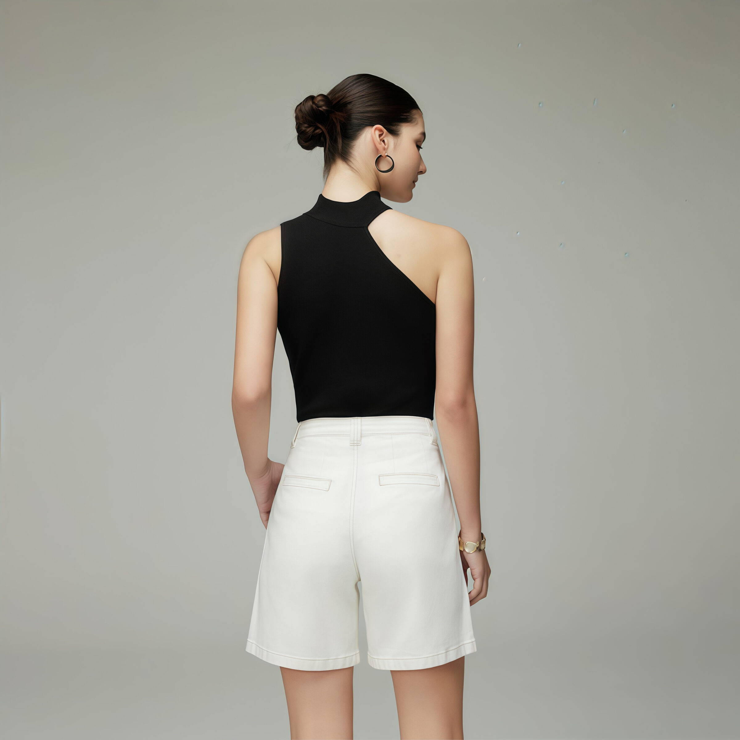 High-Waisted White Casual Shorts - Kuva 5