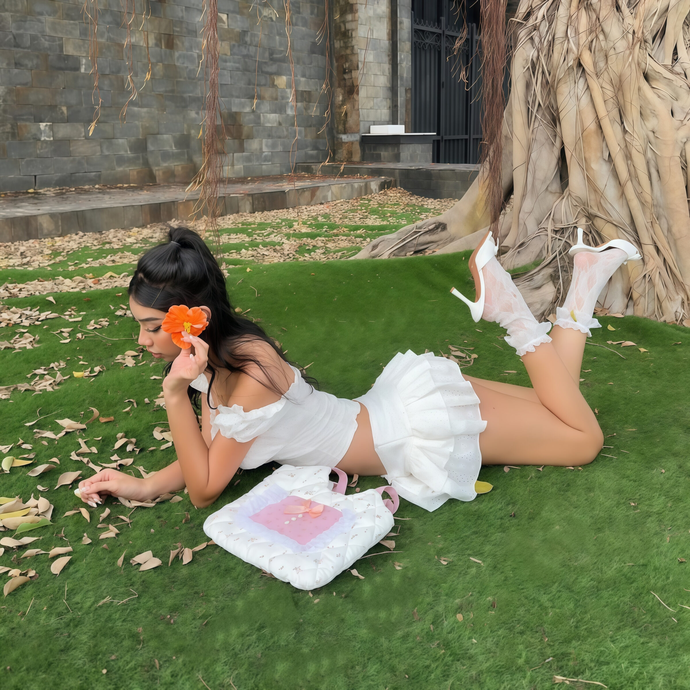 Off-Shoulder Crop Top and Ruffle Skirt Set - Image 3
