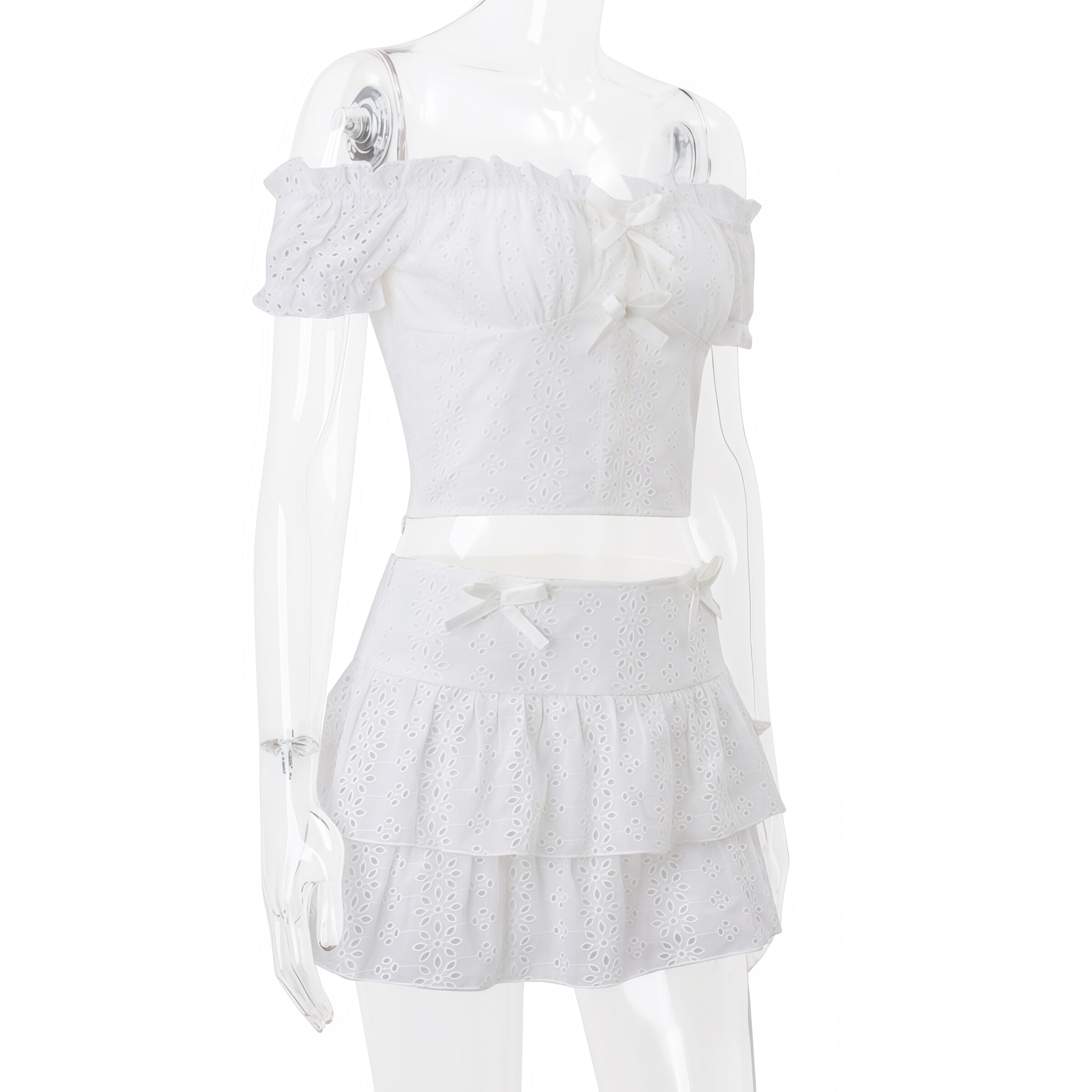 Off-Shoulder Crop Top and Ruffle Skirt Set - Image 6