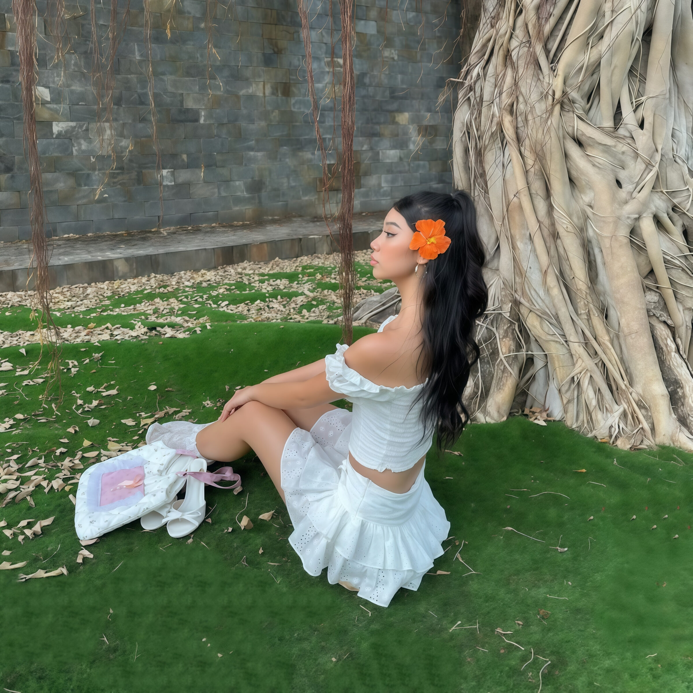 Off-Shoulder Crop Top and Ruffle Skirt Set - Image 5