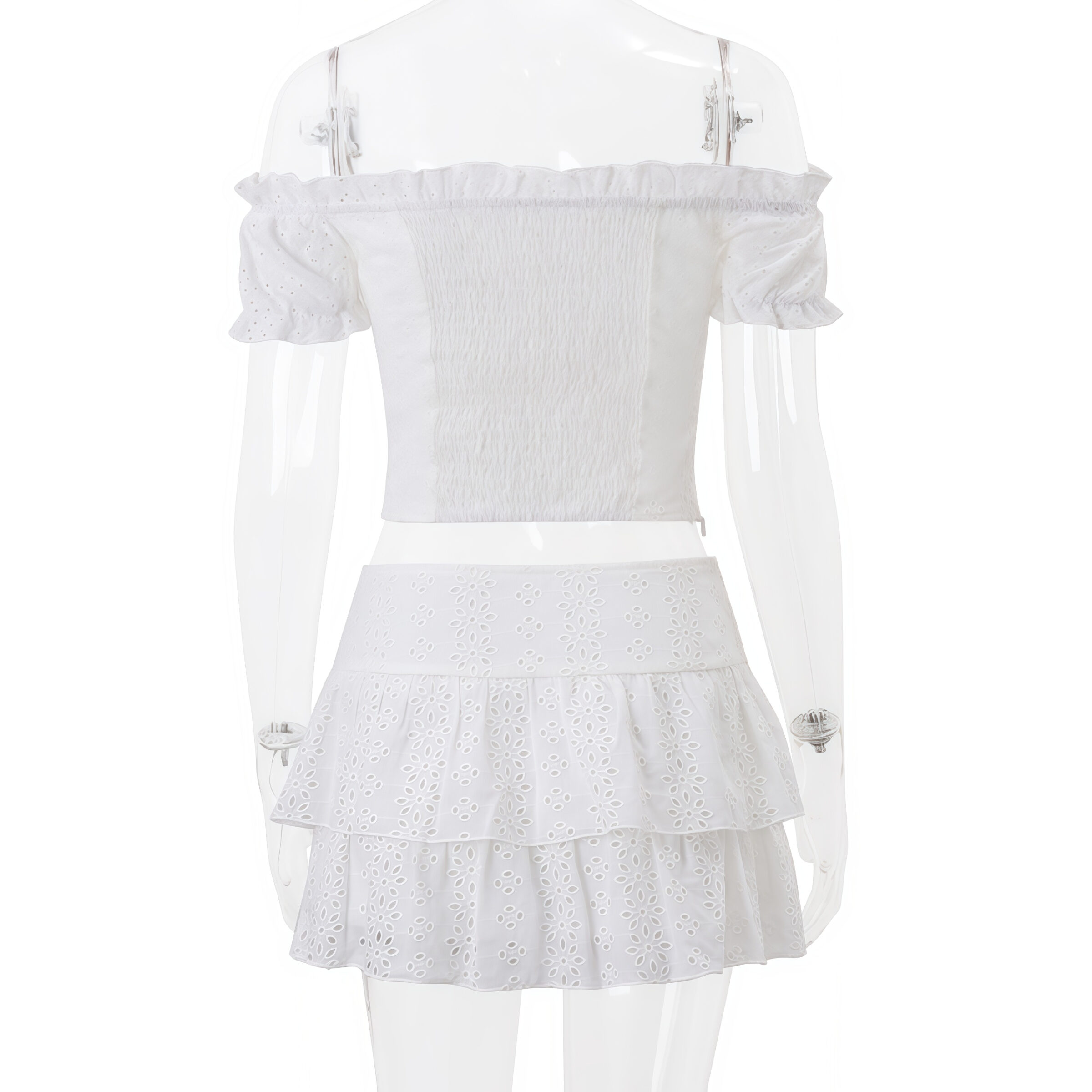 Off-Shoulder Crop Top and Ruffle Skirt Set - Image 7