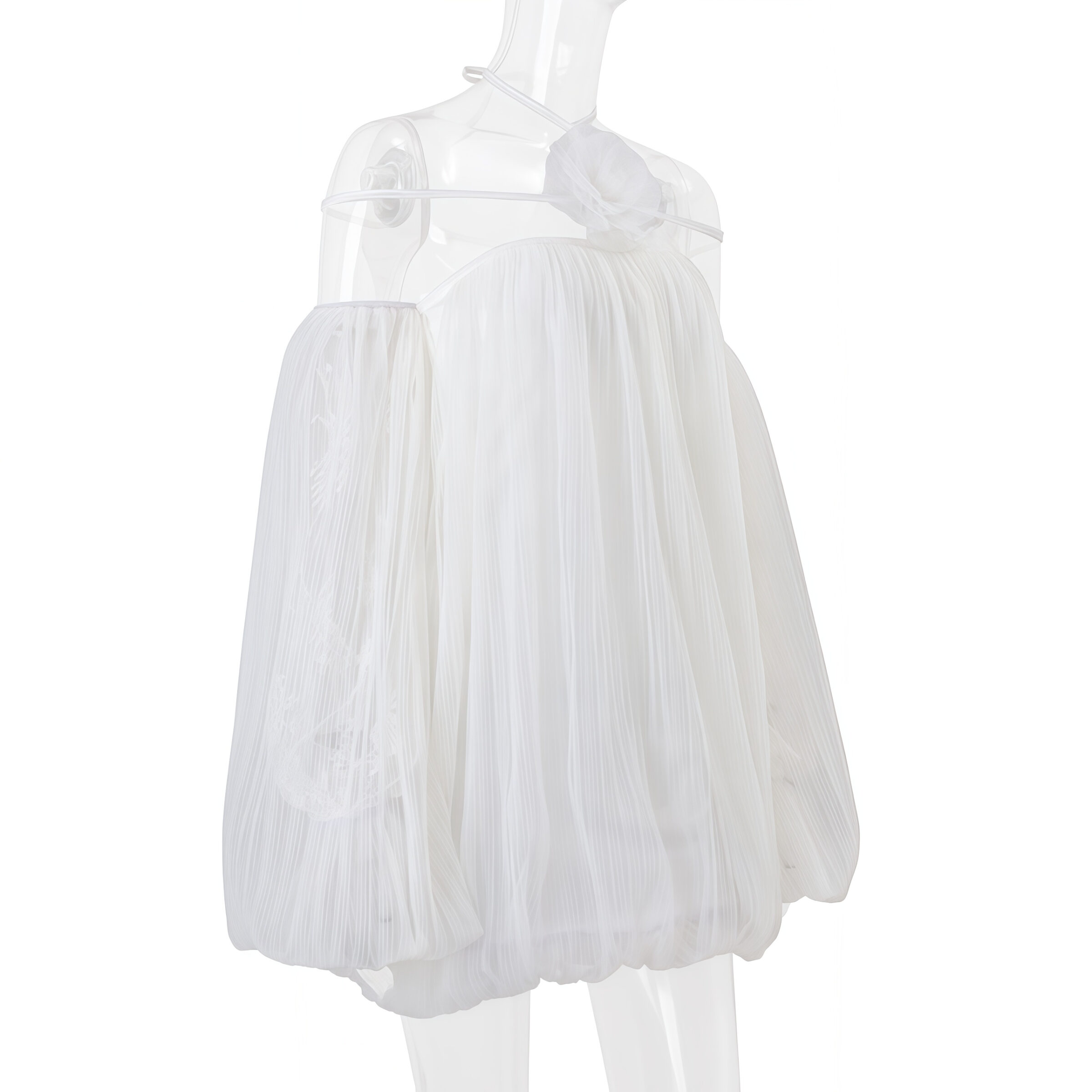 Off-Shoulder Mini Dress with Balloon Sleeves - Image 8