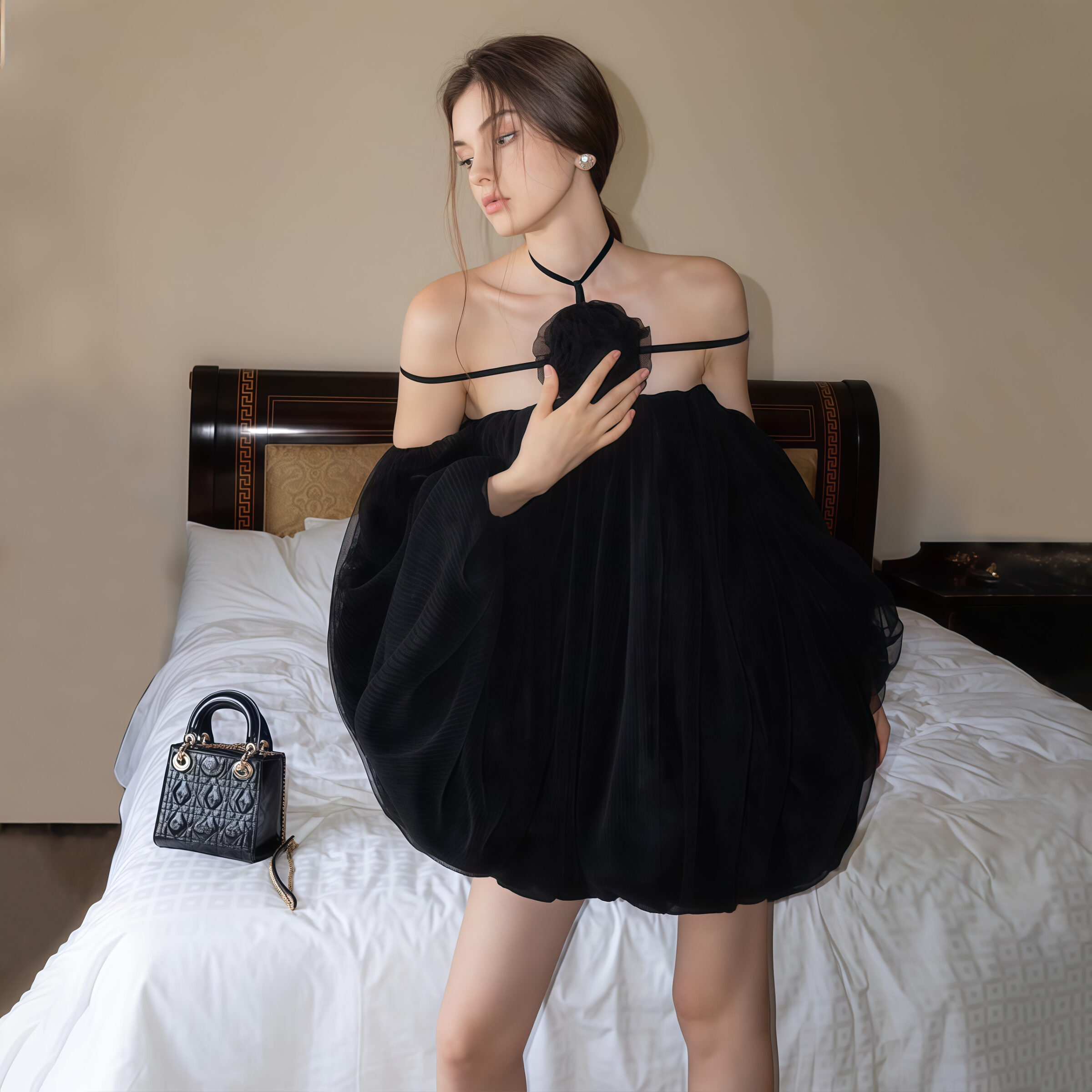 Off-Shoulder Mini Dress with Balloon Sleeves - Image 5